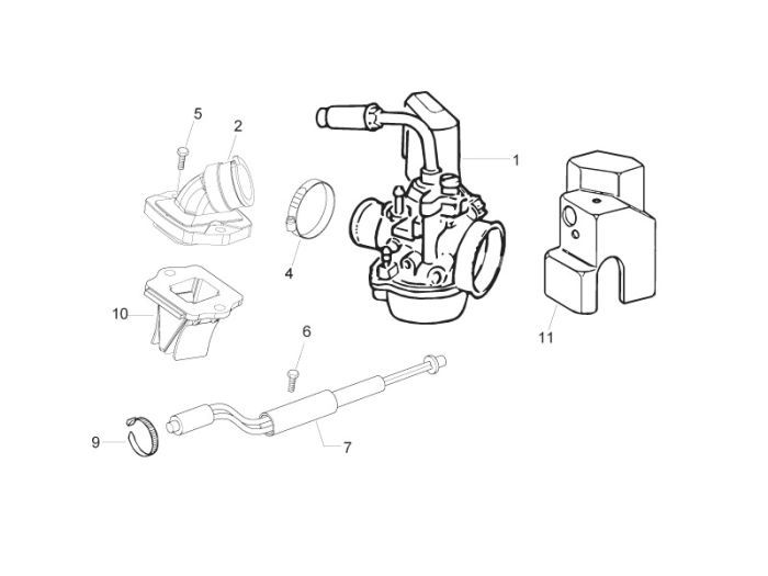 Carburateur - Inlaatspruitstuk Piaggio Zip 2000 2-takt AC