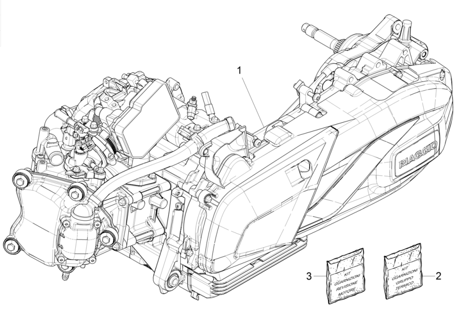 Motorblok compleet Piaggio Beverly 300 HPE 4V ABS Euro 5 2021-2022