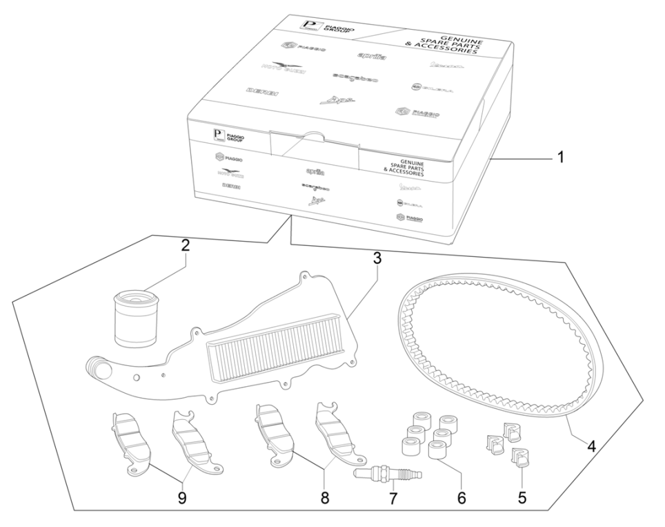 Complete wear and maintenance Vespa GTS 300 super 4T 4V IE ABS E4 (EMEA)