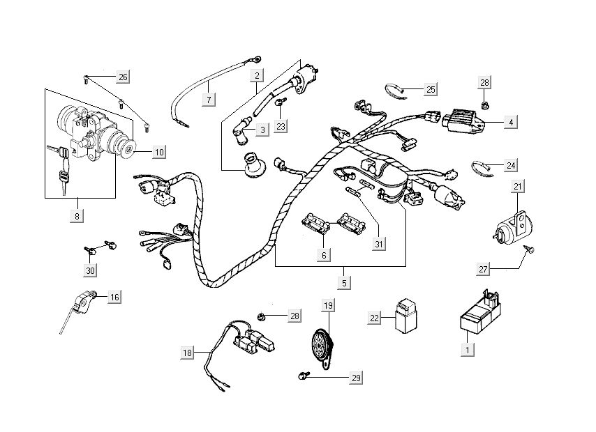 Contactslot - Kabelboom - CDI Kymco Sento 50 4-takt Spring Bruin