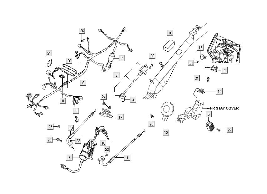 Contactslot - Kabelboom Kymco People S 50 4-takt zwart