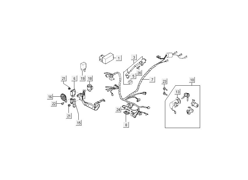Contactslot - Kabelboom Kymco Super9 50 2-takt AC oud model race zwart geel