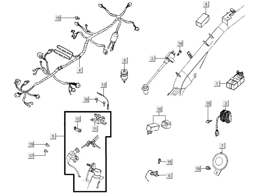 Contactslot - Kabelboom - Bobine - CDI Kymco Super8 Street 50 4-takt rood