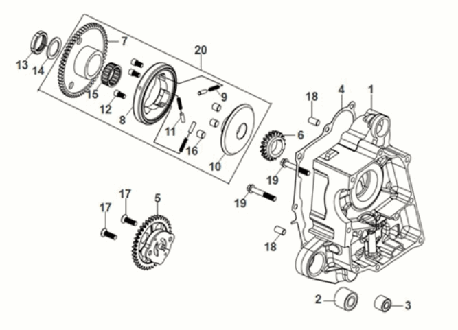Crank case-oil pump assy Sym Orbit III 50 E5