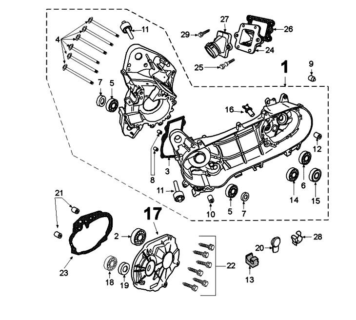 Crankcase Peugeot Kisbee 2-takt