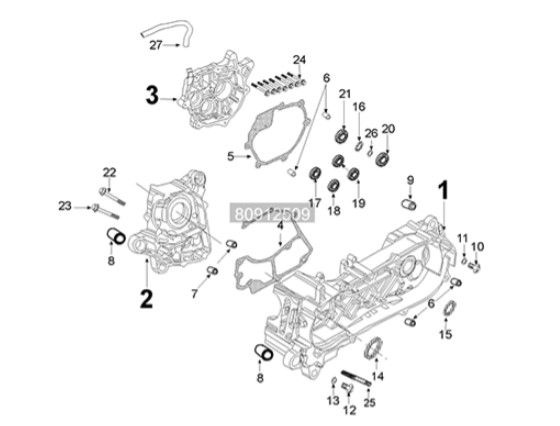 Crankcase Peugeot Tweet 125i E5 FL 2023-2025