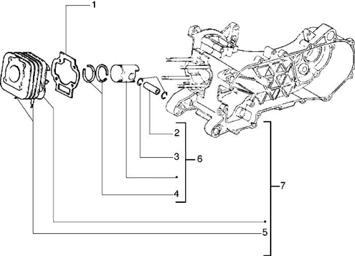 Cilinder - Zuiger Piaggio Liberty 50 2-takt AC ←2006