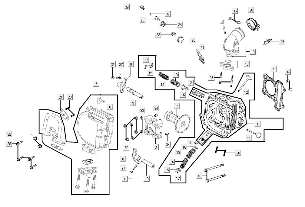Cilinderkop Kymco Super8 Street 50i Euro 4 mat grijs