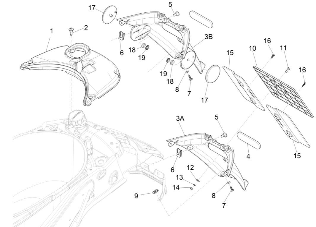 Achterspatbord Vespa Primavera 125 3V IE ABS
