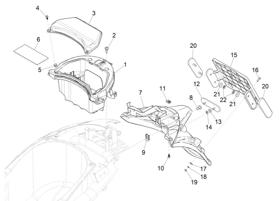 Achterspatbord Piaggio Liberty 125 IGET 3V ABS Euro 5
