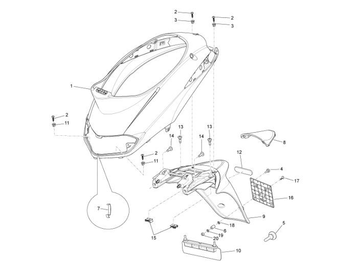 Onderspoiler Piaggio Liberty 50 2-takt AC wit 595
