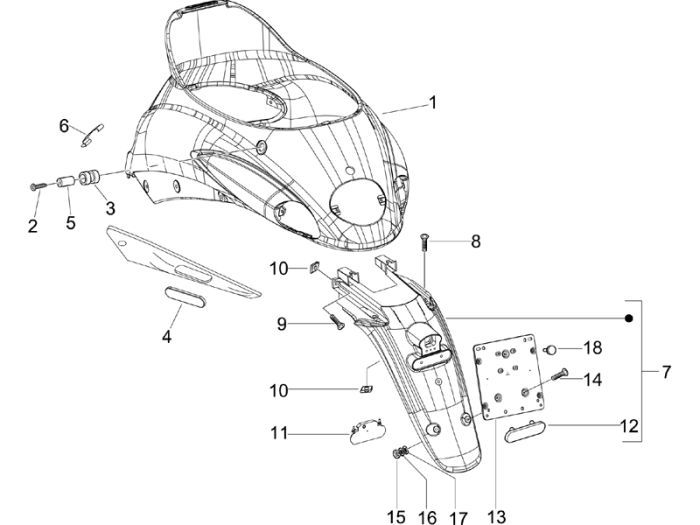 Motorschermen Piaggio Liberty 4-takt wit 595