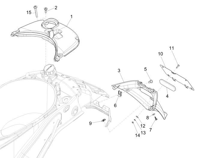 Achterspatbord -Afdekkap benzinetank Vespa Primavera 50 4-takt 4V bruin 129/A
