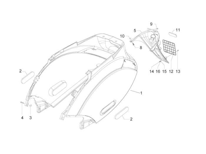 Motorschermen Piaggio Zip 2000 2-takt AC wit 724