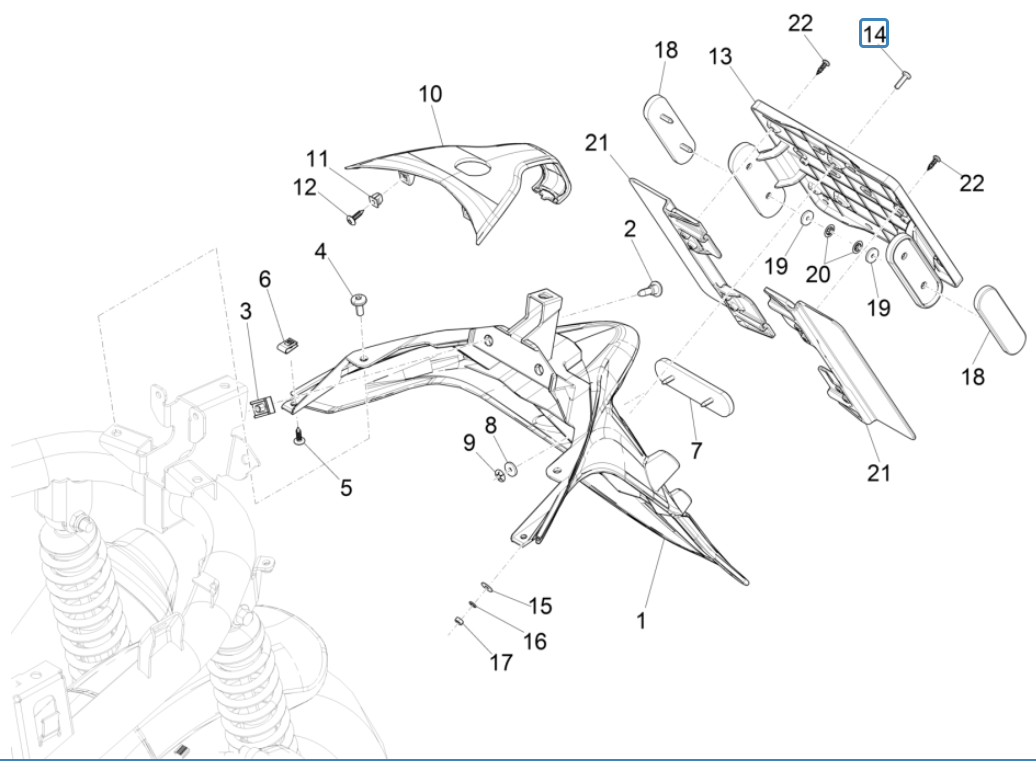 Achterspatbord Piaggio Medley 150 IE ABS Euro 4 2016-2020