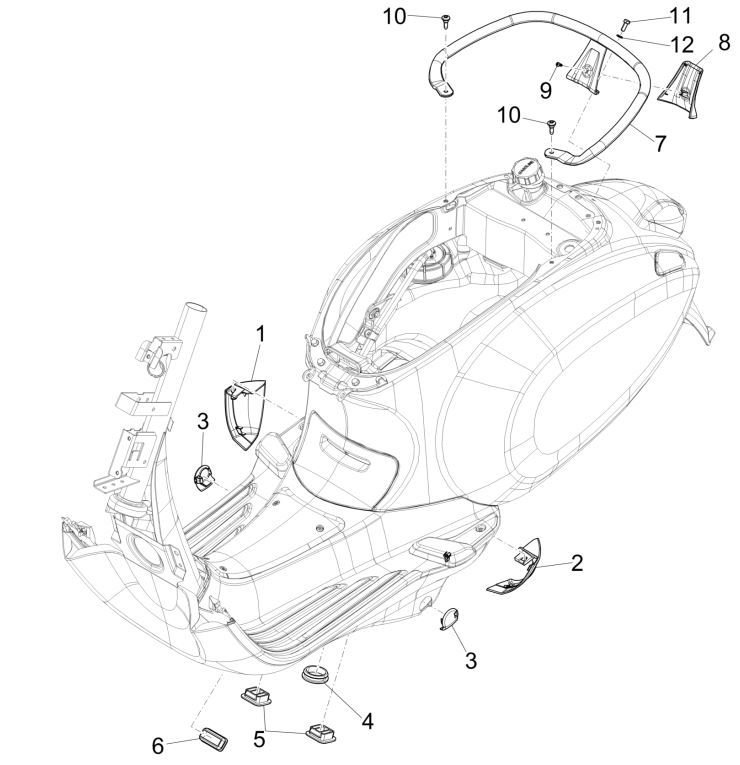 Framerubbers - Handgreep passagier Vespa Primavera 125 3V IE ABS