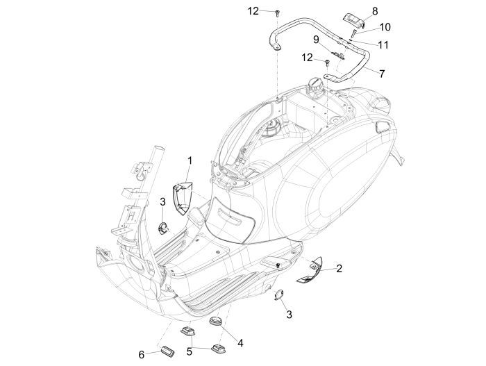 Framerubbers - Handgreep passagier Vespa Sprint 50 2-takt AC geel 968/A