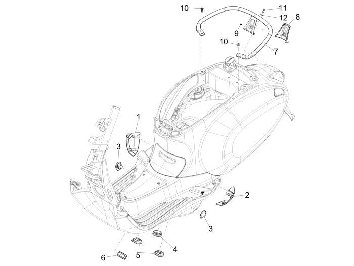 Framerubbers - Handgreep passagier Vespa Primavera 50 4-takt IGET 3V Euro 4 wit fusion 544