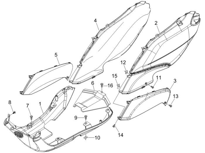 Onderspoiler Piaggio Fly 50 2-takt AC blauw siderale 280
