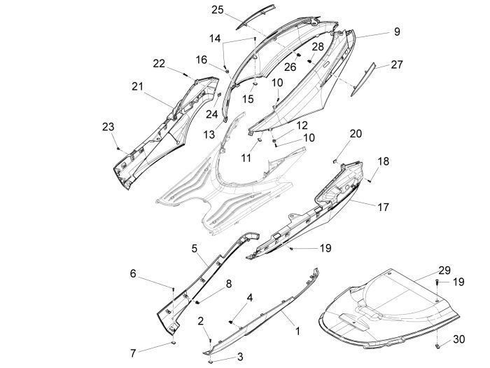 Onderspoiler Piaggio New Fly 4-takt 4V blauw midnight 222