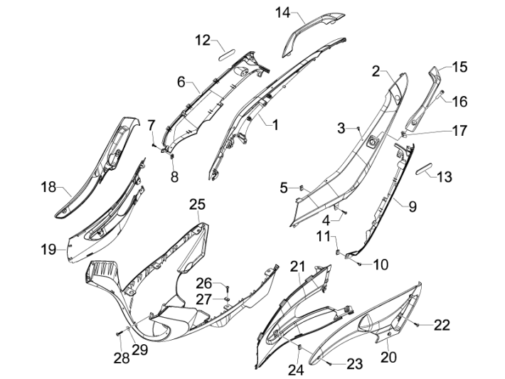 Motorschermen - Onderspoiler Gilera Runner 50 SP 50 2-takt LC 2010-2017 matzwart 80/B