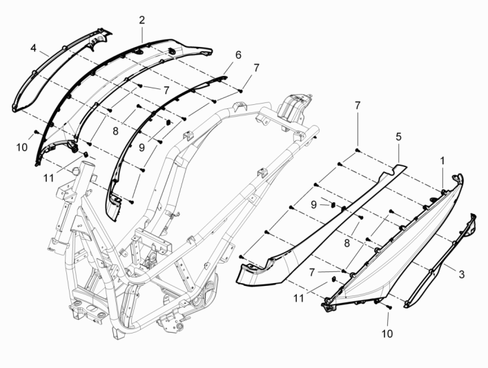Motorschermen - Spoiler Piaggio Beverly 350 Sport Touring Euro 3 2013-2014 gemetaliseerd rood 849/A