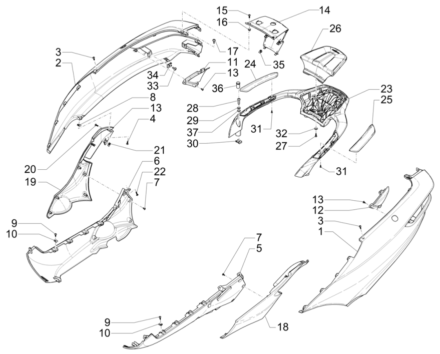 Motorschermen - Spoiler Piaggio MP3 350 Maxi Sport ABS Euro 4 2018-2020