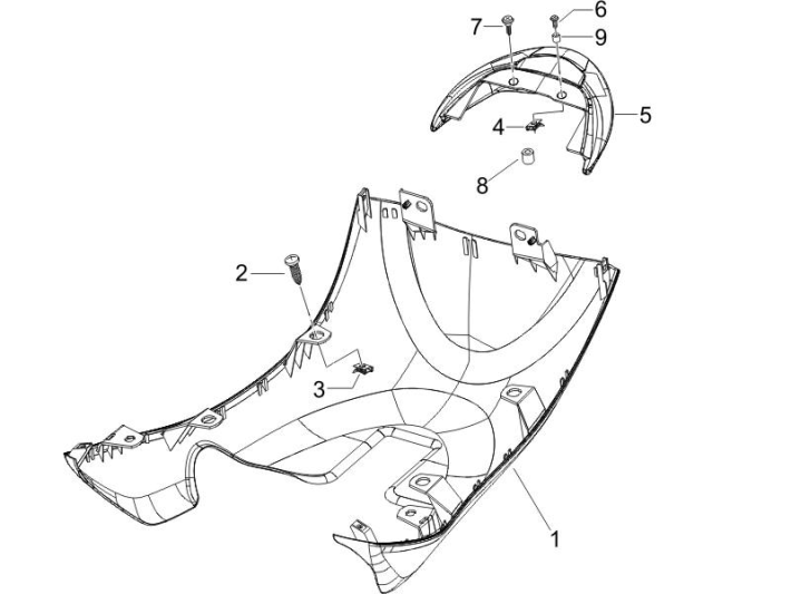 Motorschermen - Spoiler Piaggio Zip 50 SP 2-takt LC 2006-2013 glanzend zwart 94