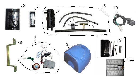 Diversen onderdelen Turbho RG50 blauw wit