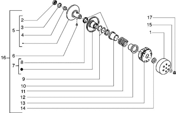 Koppeling - Koppelingshuis Piaggio Liberty 50 2-takt AC ←2006