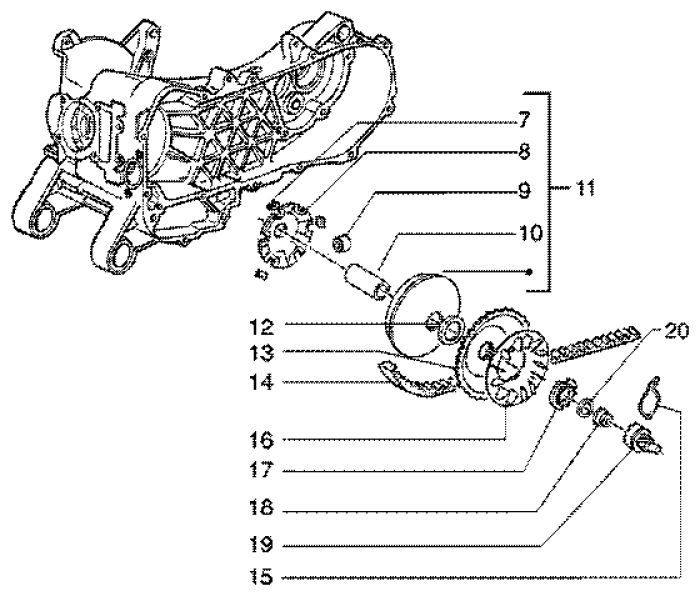 Variateur - V-snaar Piaggio Liberty 4-takt ←2006