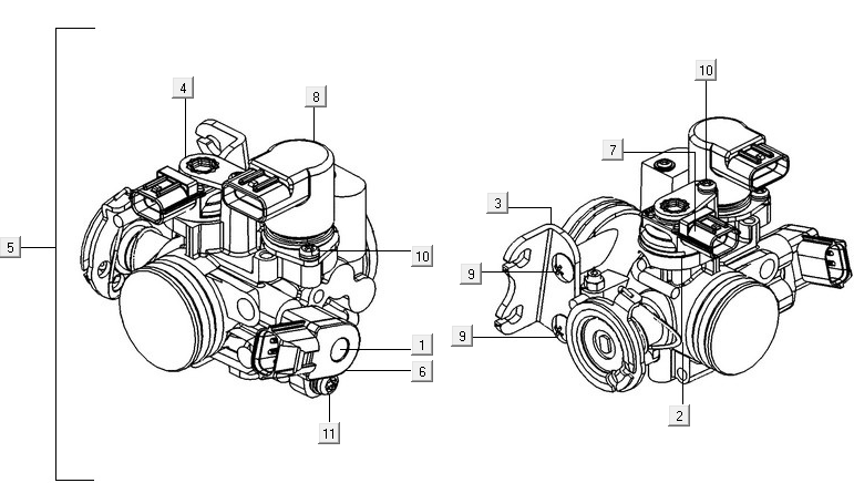 Gasklephuis Kymco New Downtown 350i ABS