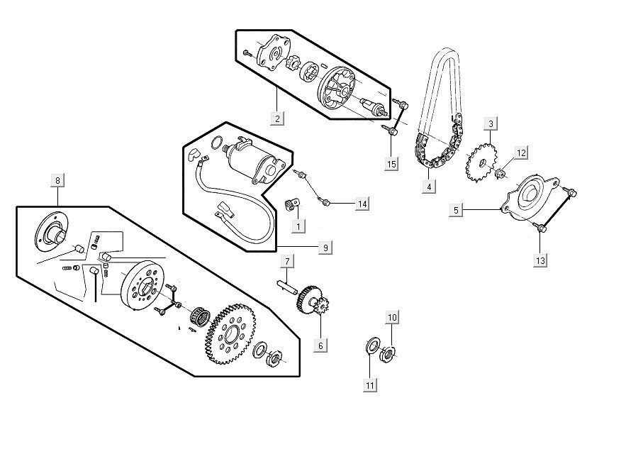 Startmotor - Startkoppeling - Oliepomp Kymco People S 150i Euro 4