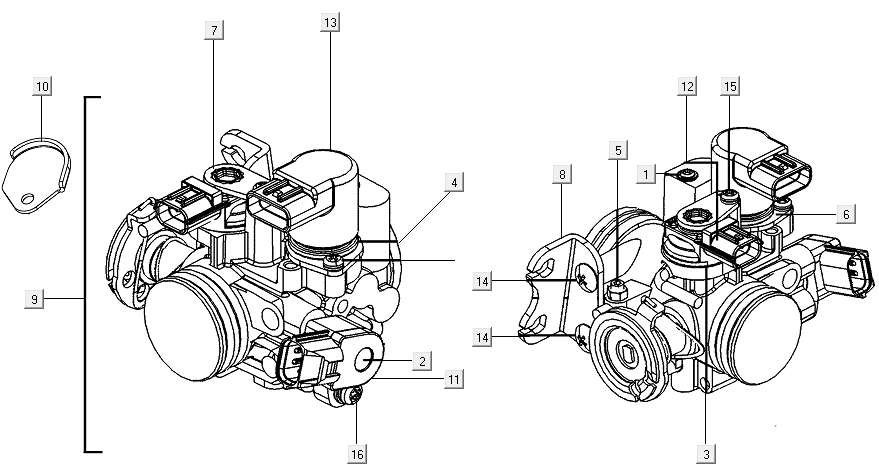 Gasklephuis Kymco Xciting 500R EVO 4-takt LC