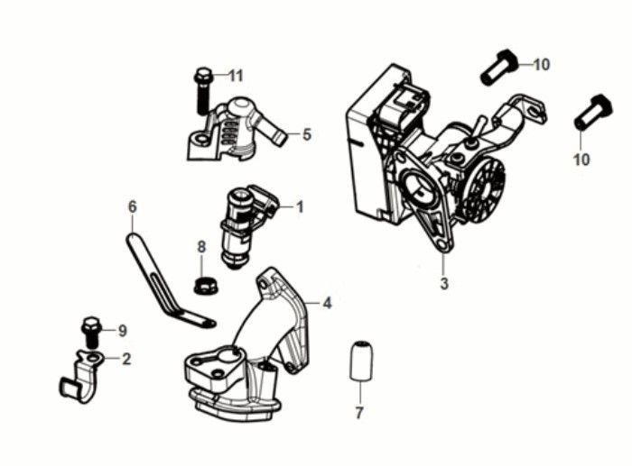 ECU - Gasklephuis - Injector- Inlaatspruitstuk Sym Fiddle IV 50 Euro 5