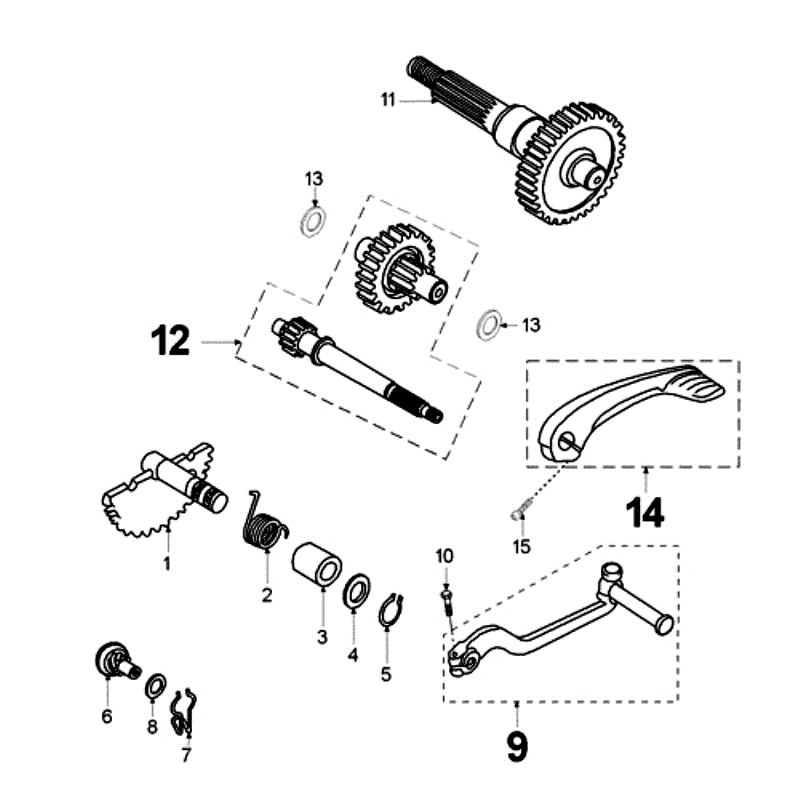 Vertanding - Overbrenging - Kickstarter Peugeot Elyseo zwart