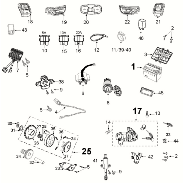 Electric equipment Peugeot Django 125 EFI E4 2018-2020