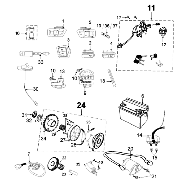 Elektrisch gedeelte Peugeot Tweet 125 V E3 2013-2017