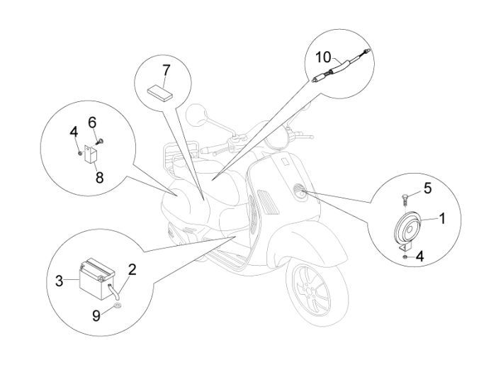 Elektrische delen Vespa LX 50 4-takt 2V AC 25km/u