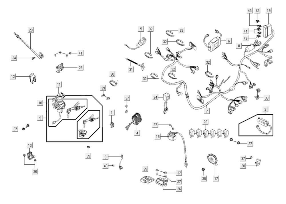 Elektrische delen Kymco Xciting 400i Geel
