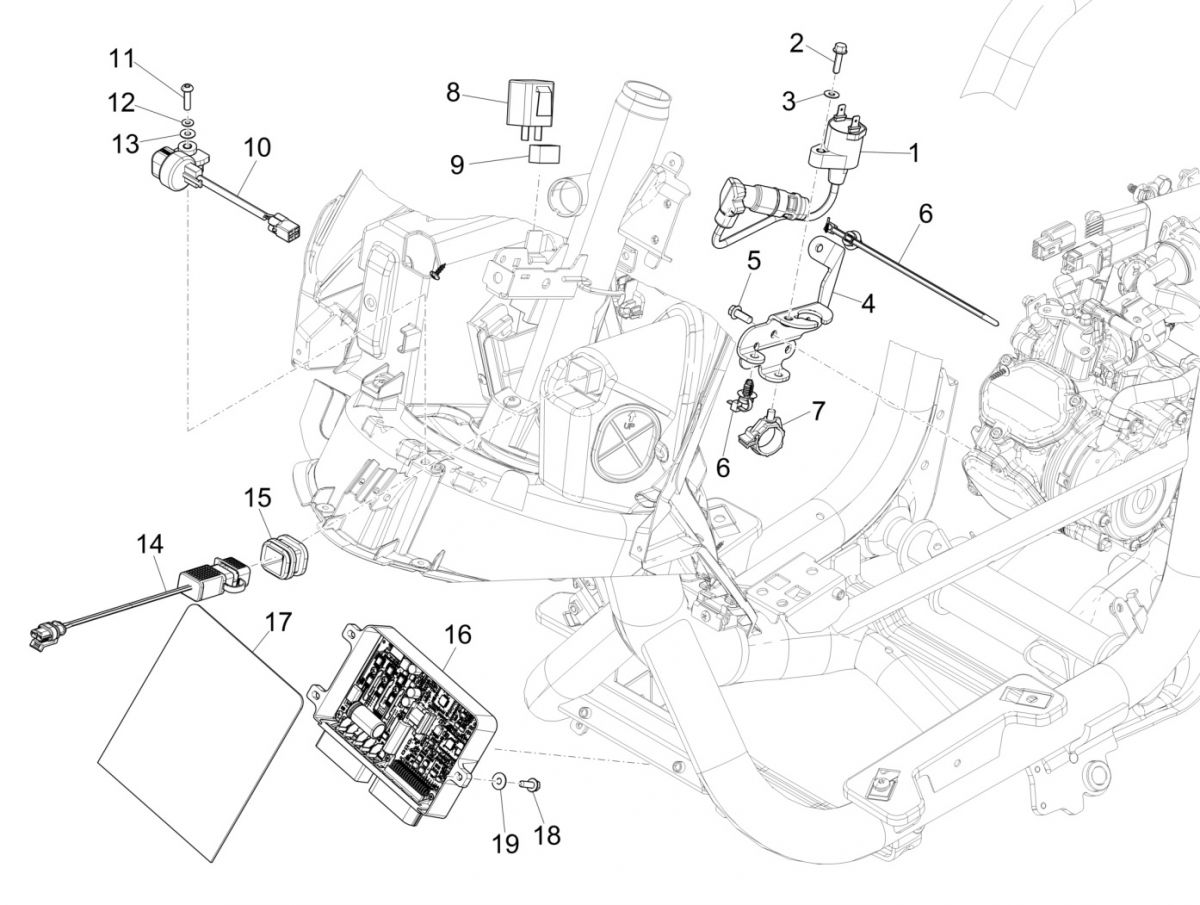 Elektrische delen - Bobine - ECU - Antikantelsensor Piaggio Medley 125 IE ABS Euro 4 2016-2019