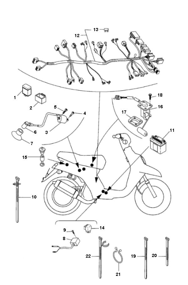 Contactslot - Spanningsregelaar - Claxon Yamaha Bw's 2-takt