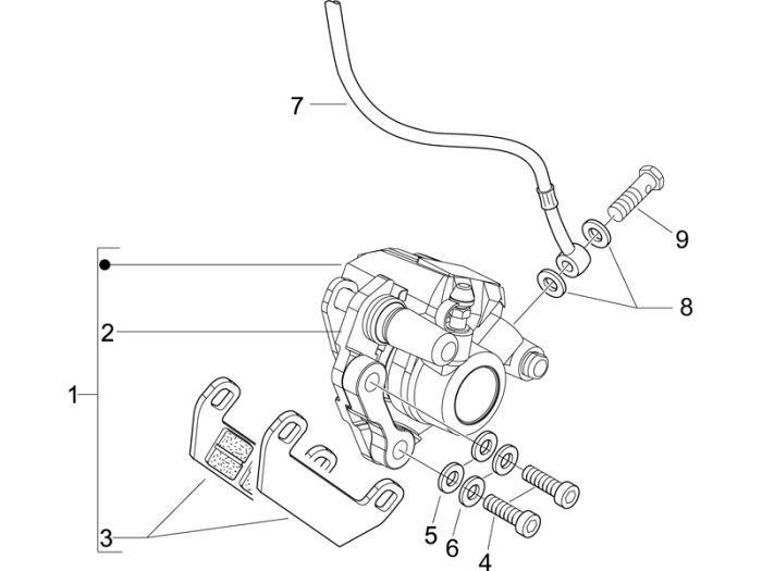 Remklauw - Remblokken - Remleiding Vespa LX 50 2-takt AC