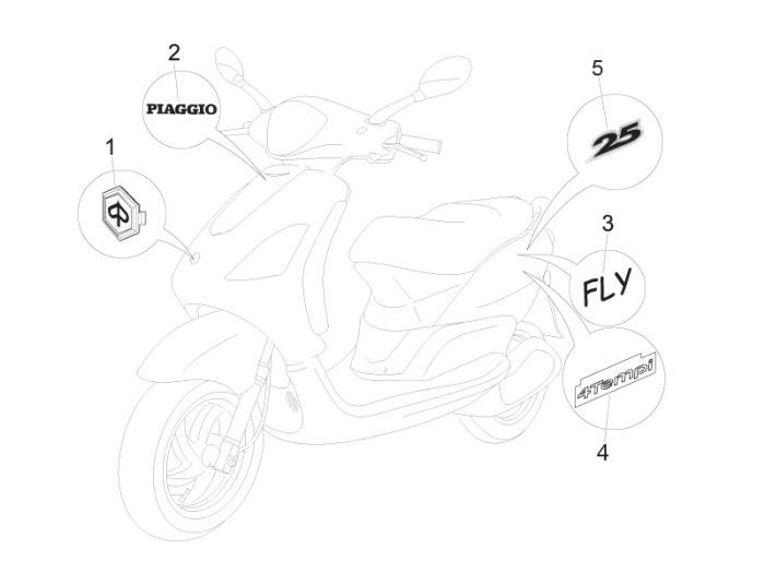 Emblemen - Stickers Piaggio Fly 50 4-takt AC