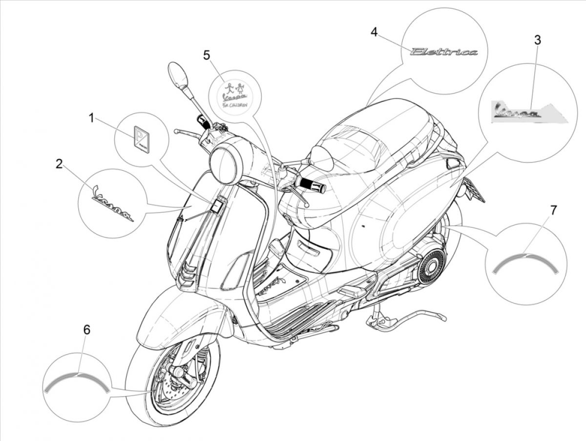 Emblemen - Stickers Vespa Elettrica 25km/u SCH Euro 5 2021