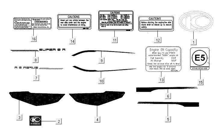 Emblem stripe Kymco Super8 R E5 BLAUW