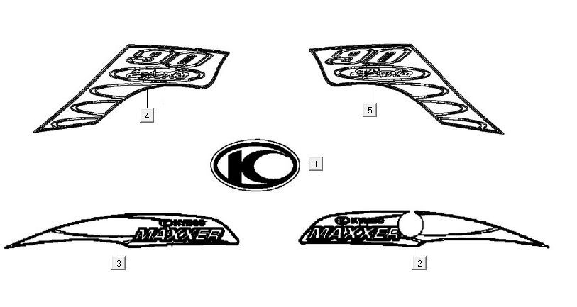 Emblemen - Stickers Kymco Maxxer 90 Zwart