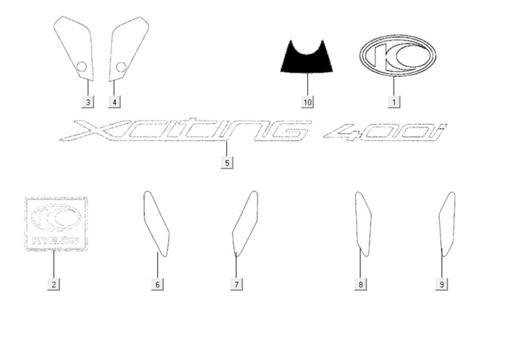 Emblemen - Stickers Kymco Xciting 400i Geel