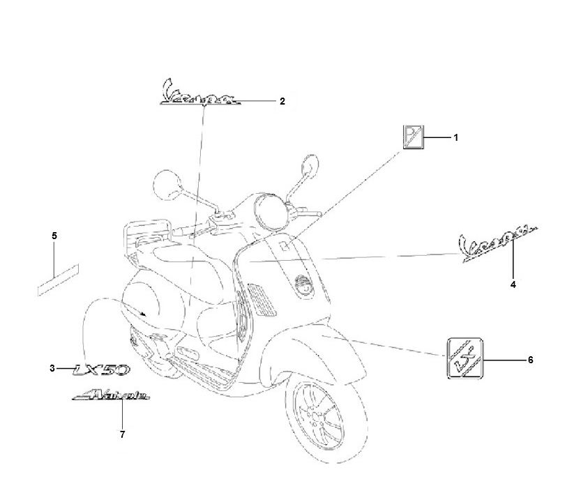Emblemen - Stickers Vespa LX 50 4-takt 4V 45km/u