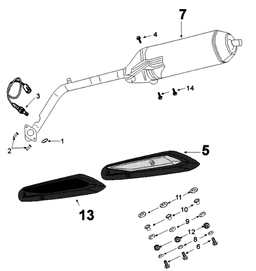 Exhaust system Peugeot Tweet 125 EFI YO N SBC E4 2018-2020